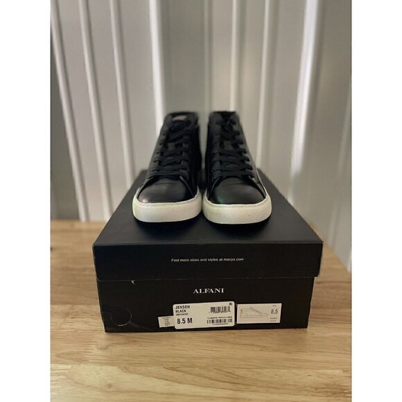 Alfani Jensen Lace-up Mid-Top Sneakers Black Pull Tab Round Toe - Picture 5 of 6